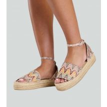 Women's Stone Crochet Flatform Espadrille Sandals South Beach New Look