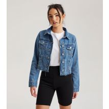 Women's Blue Raw Hem Denim Jacket Urban Bliss New Look
