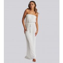 Women's White Crinkle Bandeau Beach Jumpsuit South Beach New Look