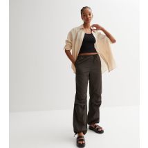 Women's Khaki Nylon Low Rise Parachute Trousers Noisy May New Look