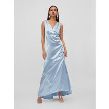 Women's Pale Blue Satin Sleeveless Open Back Maxi Dress VILA New Look