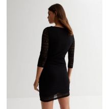 VILA Black Lace 3/4 Sleeve Mini Bodycon Dress New Look