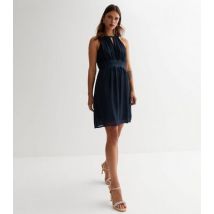 VILA Navy Lace Halter Keyhole Mini Dress New Look