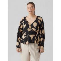 Vero Moda Curve Black Abstract Long Sleeve Wrap Top New Look