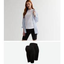 Women's Maternity 2 Pack Black Jersey Cycling Shorts New Look