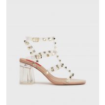 Women's Pale Pink Clear Stud Block Heel Sandals London Rebel New Look