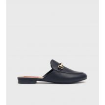 Women's Black Leather-Look Bar Trim Loafers London Rebel New Look