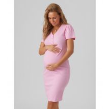 Women's Maternity Pink Ribbed Button Front Mini Dress Mamalicious New Look