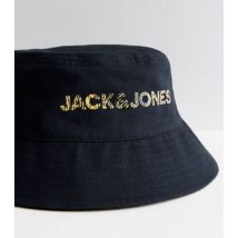 Men's Jack & Jones Navy Logo Bucket Hat New Look