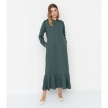 Trendyol Olive Jersey Hooded Maxi Sweatshirt Dress New Look