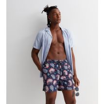 Men's Navy Paisley Swim Shorts Jack & Jones New Look