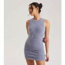 Women's Pale Blue Fluffy Knit Racer Mini Bodycon Dress Urban Bliss New Look