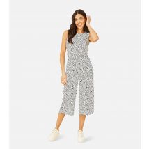 Women's White Animal Print Belted Crop Jumpsuit Mela New Look
