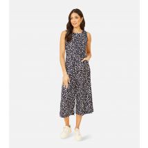 Women's Navy Spot Wide Leg Crop Jumpsuit Mela New Look