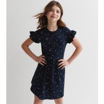 Blue Spot Frill Sleeve Dress Name It New Look