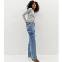 Women's Blue High Waist Cargo Jeans New Look