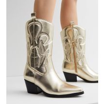 Women's Gold Cowboy Boots Public Desire New Look