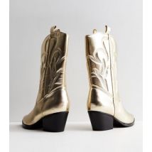 Public Desire Gold Cowboy Boots New Look