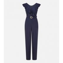 Mela Navy Frill Belted Jumpsuit New Look