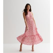 Women's Pink Abstract Halter Midaxi Dress Blue Vanilla New Look