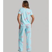 Loungeable Blue Trouser Pyjama Set with Barbie Print New Look