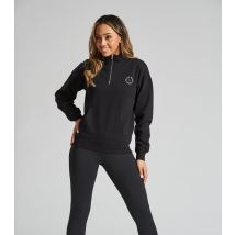 Women's Black 1/2 Zip Pocket Front Logo Sweatshirt South Beach New Look