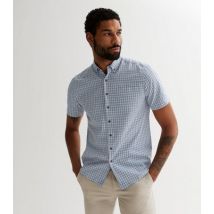 Men's Farah Pale Blue Check Short Sleeve Shirt New Look