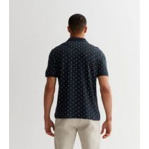 Men's Farah Navy Print Short Sleeve Polo Shirt New Look