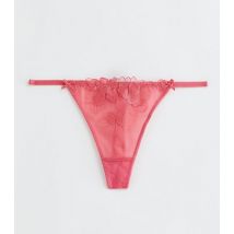 Coral Floral Embroidered Thong New Look
