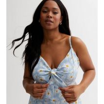Blue Vanilla Curves Pale Blue Daisy Strappy Jumpsuit New Look