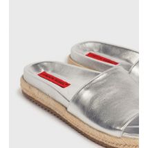 London Rebel Silver Espadrille Slider Sandals New Look