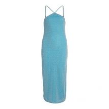 VILA Blue Glitter Halter Midi Dress New Look