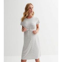 Mamalicious Maternity White Stripe Drawstring Mini Dress New Look