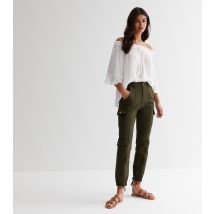 Women's Khaki Cuffed Cargo Joggers Pink Vanilla New Look