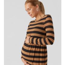 Women's Maternity Black Stripe Long Sleeve Mini Smock Dress Mamalicious New Look