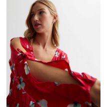 Sunshine Soul Red Floral Tie Sleeve Mini Dress New Look