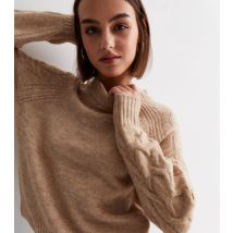 Women's Stone Cable Knit Crew Neck Jumper JDY New Look