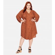 Women's Plus Size Rust Animal Print Puff Sleeve Midi Dress Curves Evans New Look