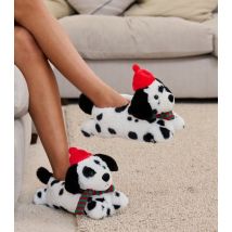Loungeable Black Faux Fur Dalmation Slippers New Look