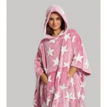 Loungeable Pink Fleece Star Print Blanket Hoodie New Look