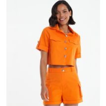 Women's Bright Orange Cropped Jacket Quiz New Look