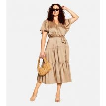 City Chic Curves Rust Tiered Short Sleeve Midi Dress New Look