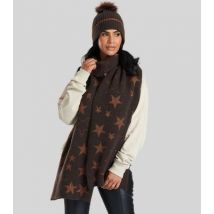 South Beach Brown Star Print Hat and Scarf Set New Look