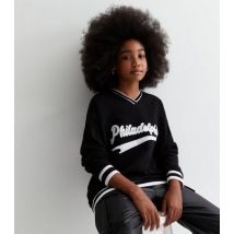 Girls Black Philadelphia Varsity Logo Sweatshirt New Look