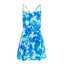 QUIZ Blue Tropical Strappy Playsuit New Look