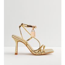 Women's Gold Strappy Stiletto Heel Sandals Public Desire New Look