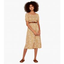 Women's Yellow Ditsy Print Midi Dress Apricot New Look