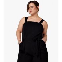 Apricot Curves Black Strappy Dungaree Jumpsuit New Look
