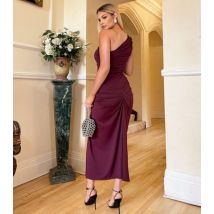 AX Paris Dark Purple One Shoulder Midi Dress New Look