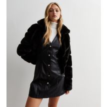 Women's Black Faux Fur Zip Up Jacket Gini London New Look